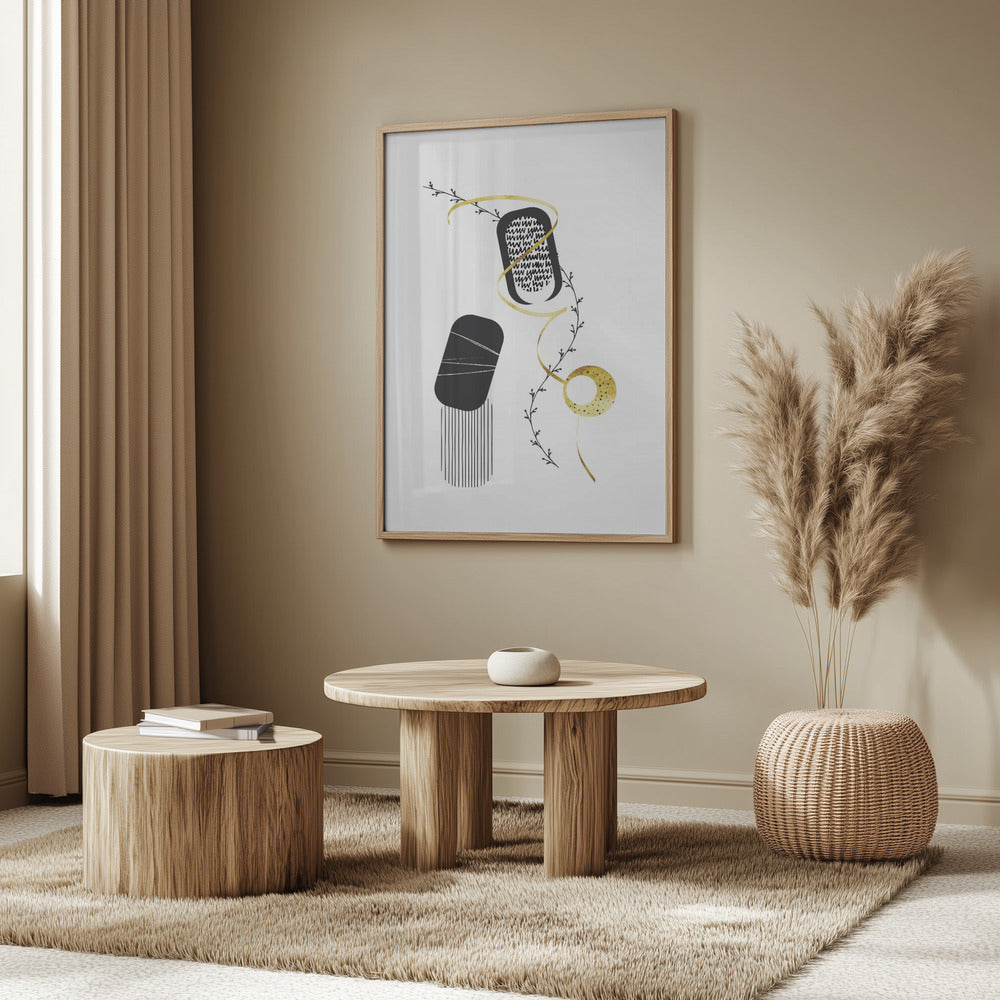 Black & White Abstract No. 1 | gold Poster